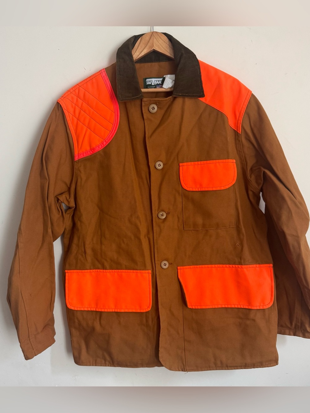 Vtg Saftbak Altoona Penna Men’s Jacket L Brown Canvas Blaze Orange Hunting Coat